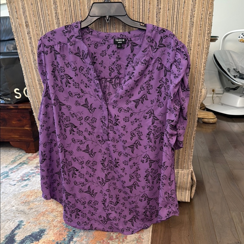 Torrid Lavender Floral Blouse